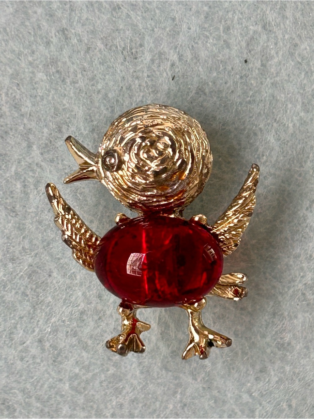 Gold-Tone Red Jelly Belly Glass Bird Brooch - Gerry’s Women's Jewelry (2)